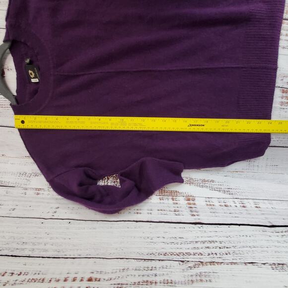 AMBER SUN Cashmere Sweater Purple Scoop Neck Soft Cozy Pullover Oversized Small - Picture 11 of 12